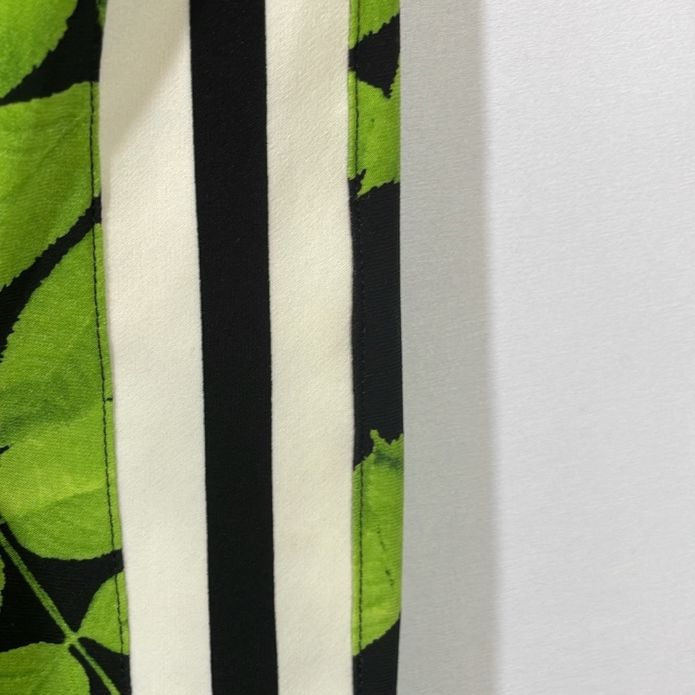 Norma Kamali Green Leaf Botanical Print Side Stripe Midi Pencil Skirt Size M - Picture 5 of 7